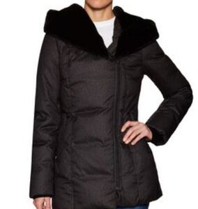 Soia & Kyo Down Coat Faux Fur Slim Fit Winter Jacket Brushed Grey Size Medium